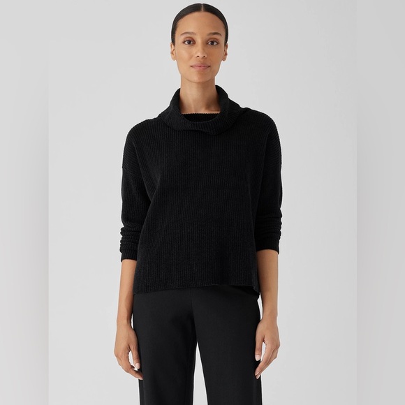 NWT Eileen Fisher Organic Cotton Chenille Turtleneck Top - Picture 1 of 5